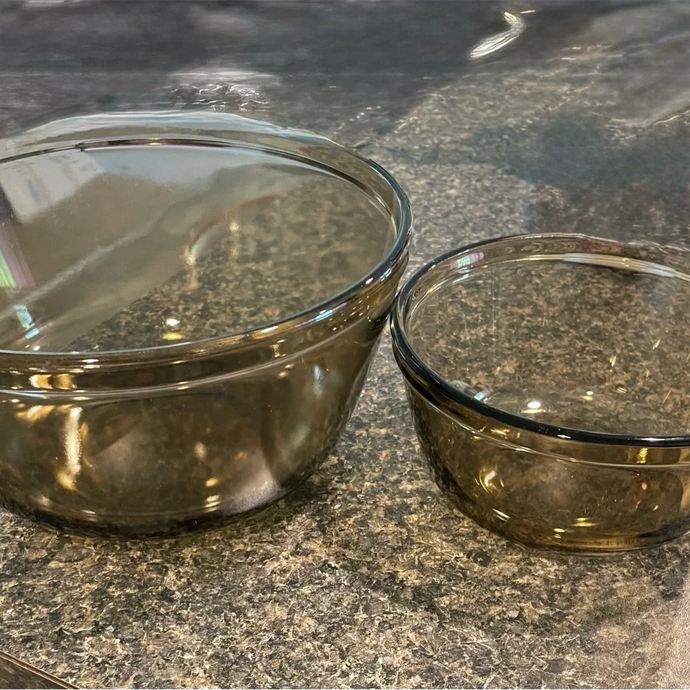 Anchor Hocking Vintage Amber Glass Mixing Bowls Set